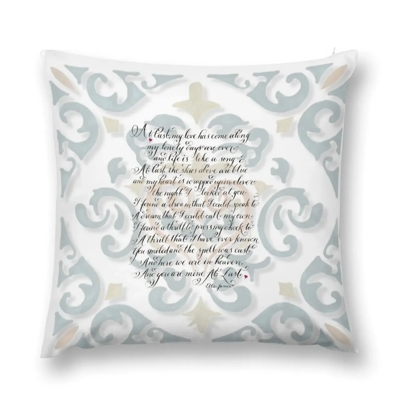 At Last Etta James lyrics handwritten quote Throw Pillow Luxury Pillow Case Cushion Cover pillow