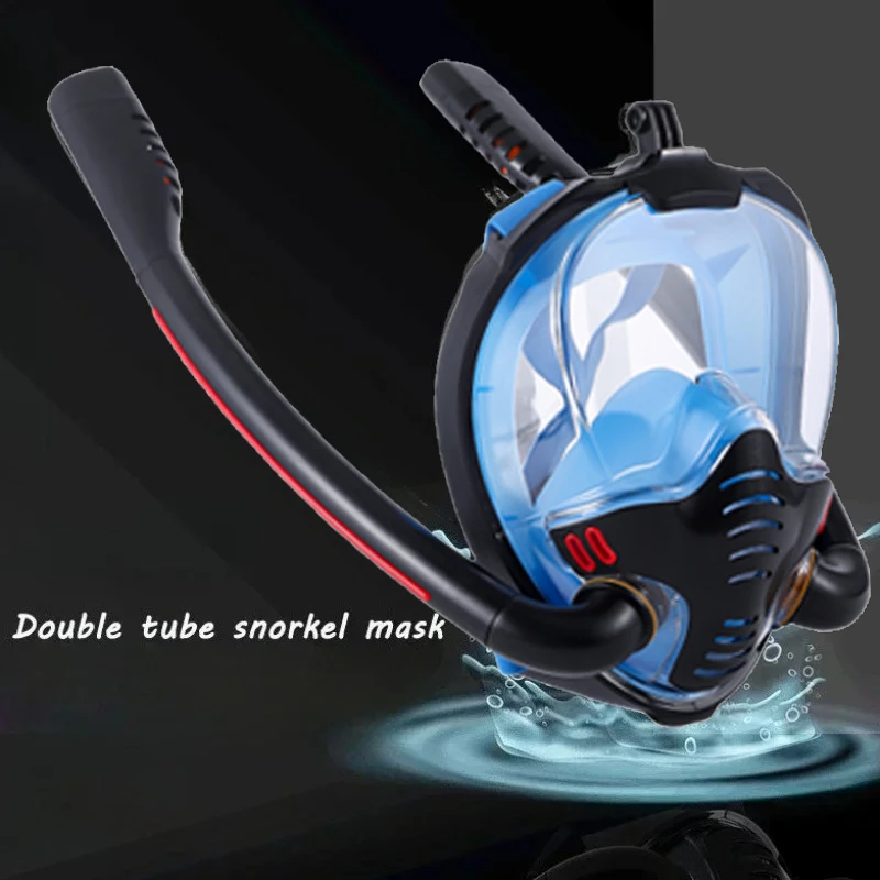

Silicone DoubleTube Snorkeling Mask Full Dry Diving Mask Adults Swimming Mask Diving Goggles Self Contained Underwater Breathing
