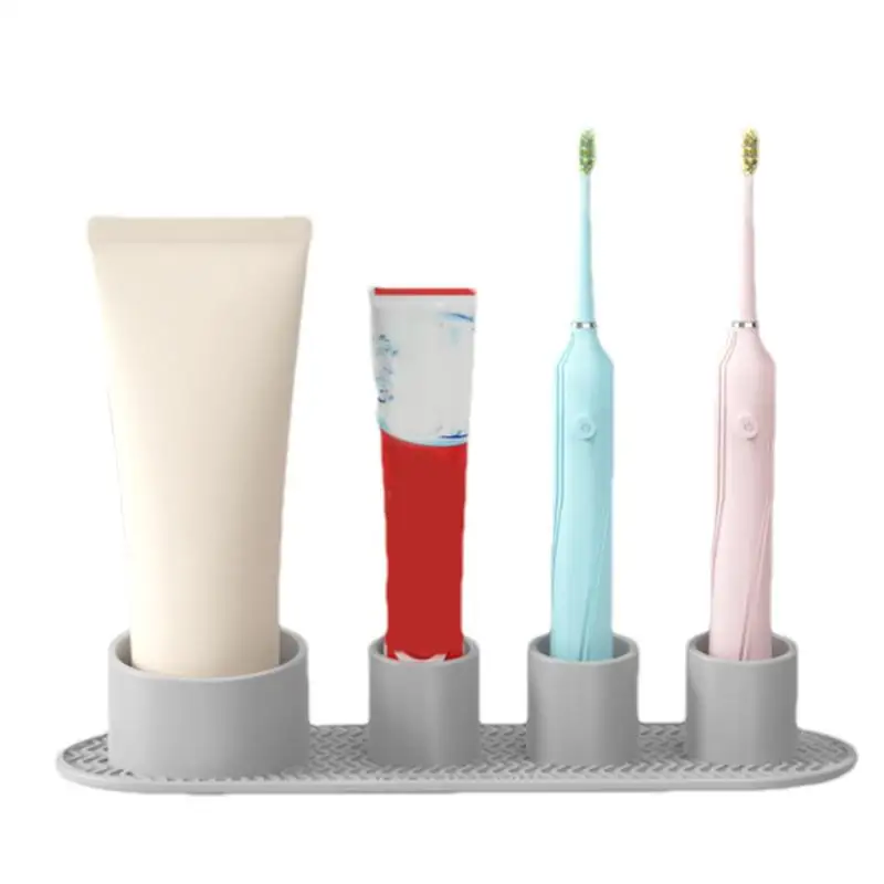 Tooth Brushing Holder Multipurpose 2-in-1 Toothbrush Holder Stand Toothpaste Holder Countertop Toothbrush Organizer Toothbrush