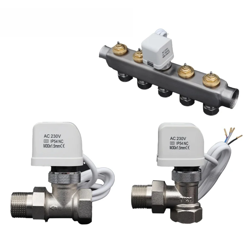 Intelligent 4 Wire Electric Heating Actuator 230V AC M30x1.5mm PC ABS For Underfloor Heating Manifold Water Linkage Valve