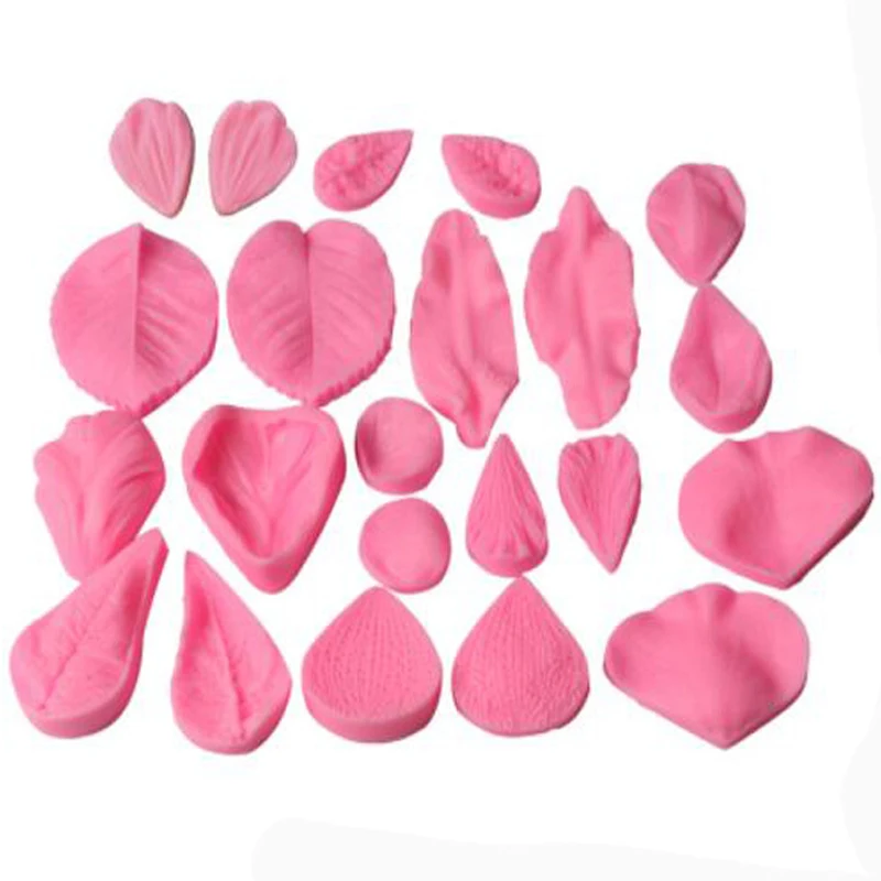 22PCS Silicone Petal Leaf Mold Flowers Fondant Mold Chocolate Gum Paste Mold Fondant Cake Broder Decorating Tool