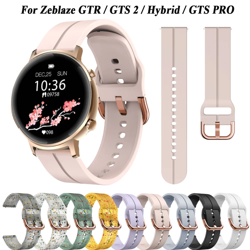 Pulsera de silicona de 20mm para Zeblaze GTS PRO GTS 2 pulsera híbrida GTR Correa deportiva para Huawei Watch GT2 GT3 Correa de reloj de 42mm