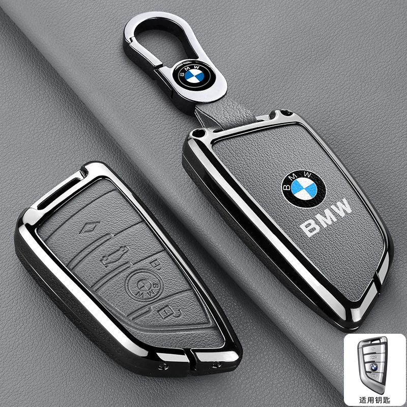 

Zinc alloy Leather Car Remote Key Case Cover Shell Protector For BMW X1 X3 X4 X5 X6 F15 F16 G30 3 5 7 Series G11 F48 Keychain