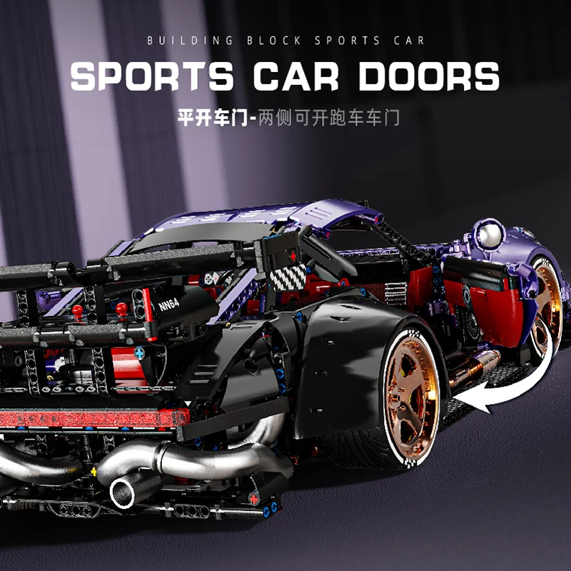 En STOCK MOC, bloques de construcción de automóviles deportivos con Control remoto técnico, ensamblaje de ladrillos, modelo de juguetes para niños, conjunto de regalo de cumpleaños