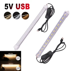 5V LED Bar Lights with USB Switch 35/40/50CM SMD 5630 Milky/White Shell LED Rigid Strip Light for Kitchen Under Cabinet Lighting