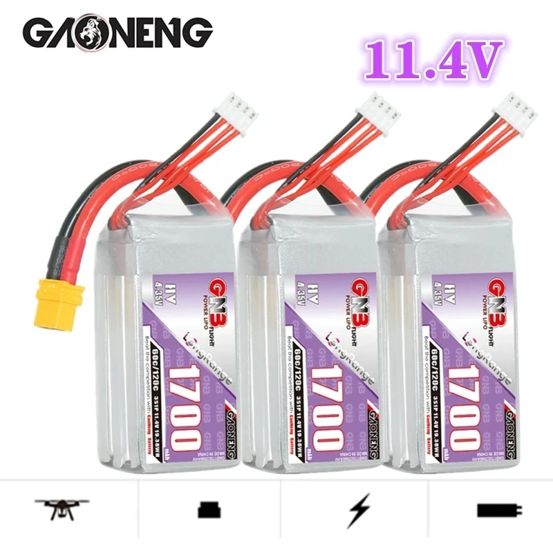 GNB 3s 11.4v 1700mAh 60c/120c LiPo Battery For RC Helicopter Quadcopter FPV Racing Drone Spare Parts 11.4v Rechargeable Battery