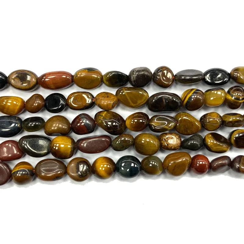 Fine Natural Gemstone 3 Color Tiger Eye 5-8mm Irregular Stone Beads Diy Women Bracelet Necklace for Jewelry Making Charms 15''