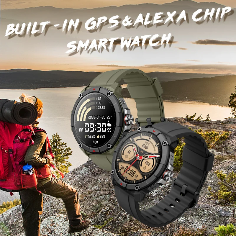 MASX Oasis X Premium GPS Smart Watch Alexa Ultra HD Display Built-in GPS Hi-Fi Bluetooth Phone Calls Military Grade Sports Watch