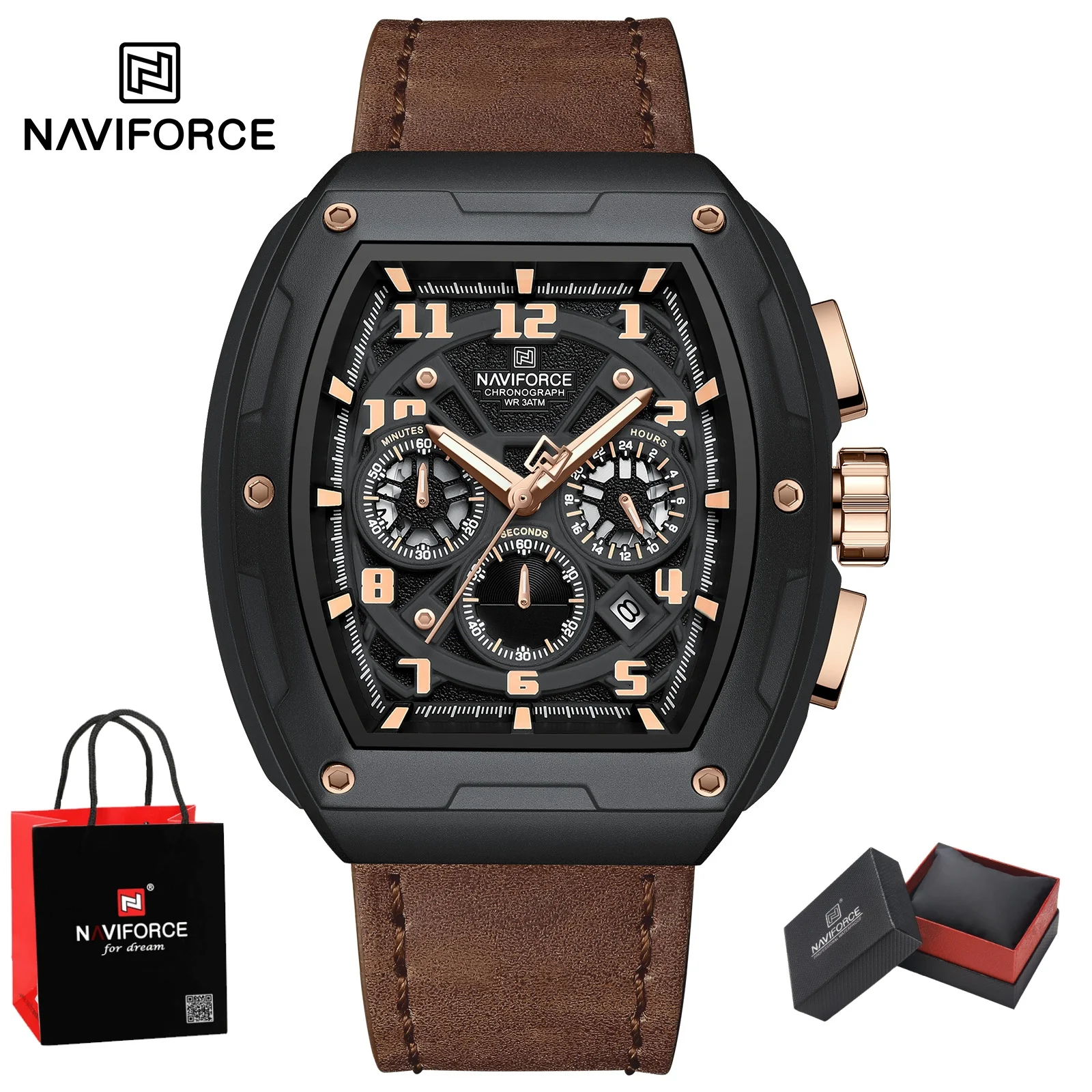 

Лучший бренд NAVIFORCE, кварцевые наручные часы для мужчин, водостойкий хронограф, мужские часы, популярные мужские часы из натуральной кожи, подарки