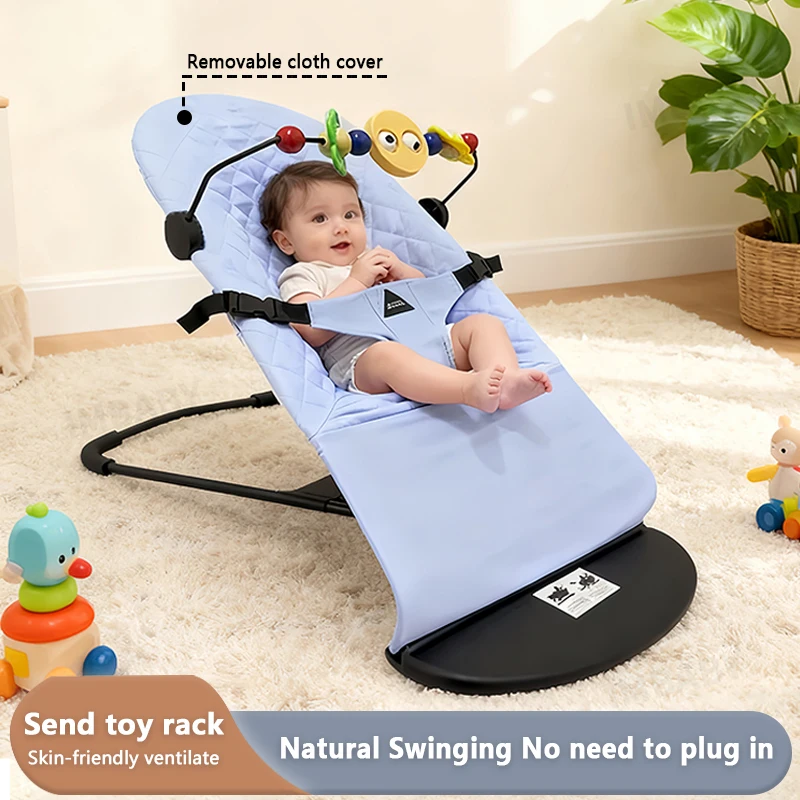 Foldable Baby Rocking Chair for Infants Aged 0-12 Months 3 Heights Adjustable Baby Rocking Chair Baby Comfort Chair Bring Toys
