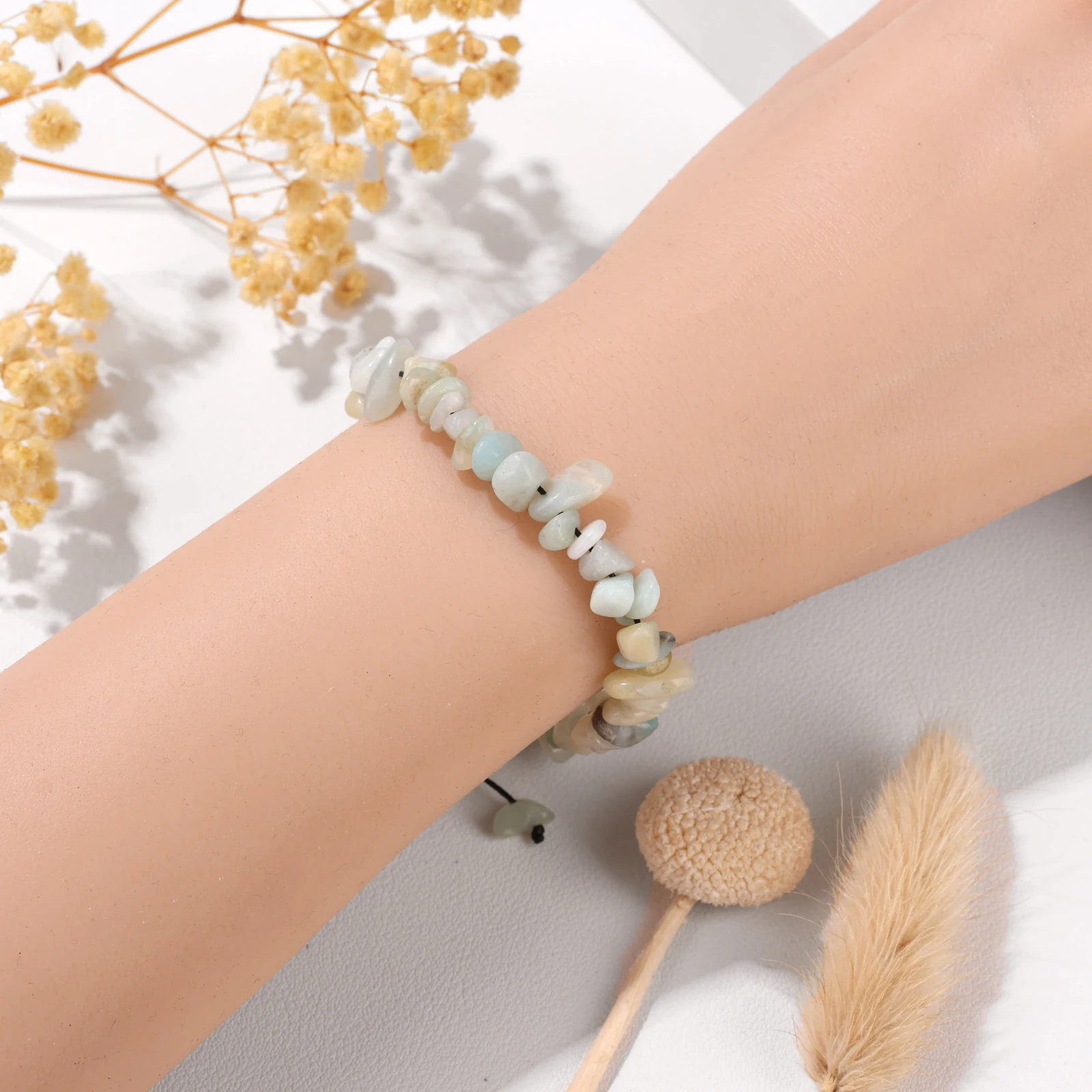 Healing Natural Raw 5-8MM Stone Chips Beads Bracelets For Women Men Amethyst Quartz Agates Crystal Beads Bracelet Female Jewelry
