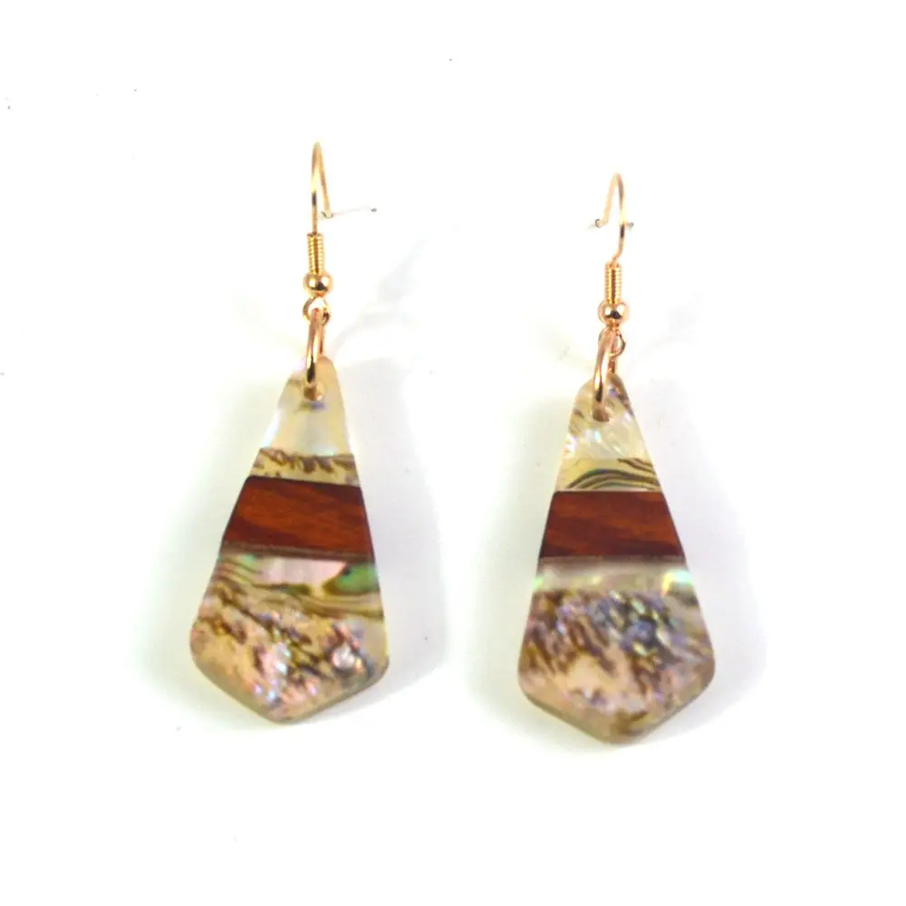 

Elegant abalone shell antique wood paired with handmade earrings, women's fashion features, give gifts to friends