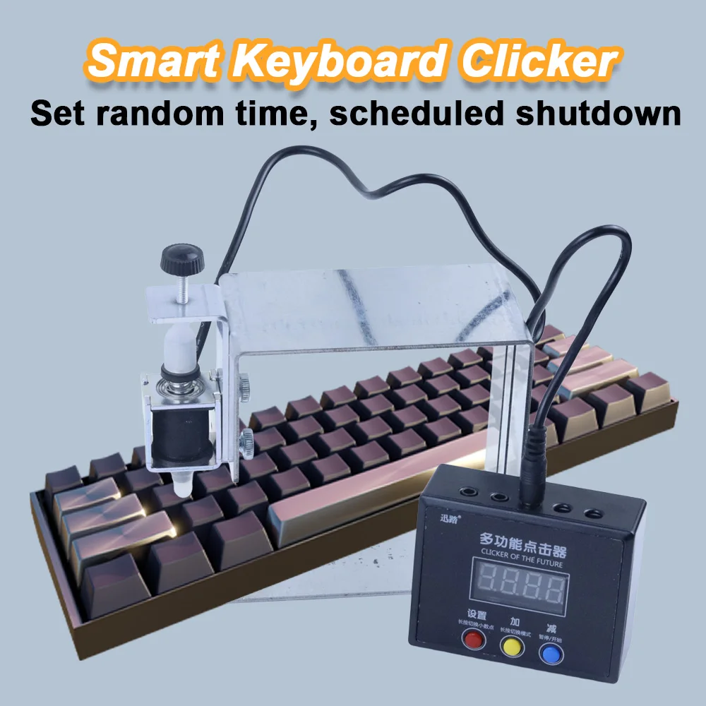 Auto Keyboard Clicker, Silent USB Gaming Automation Tool, Physical Programmable Key Presser with Timer for PC