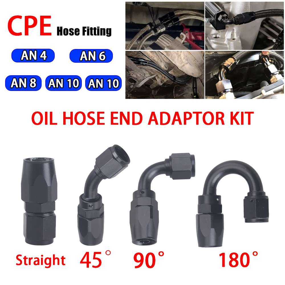 Universal AN4 AN6 AN8 AN10 AN12 Straight 45 90 120 180 Degree Oil Fuel Swivel Hose End Fitting Oil Hose End Adaptor Kit Tube Joi