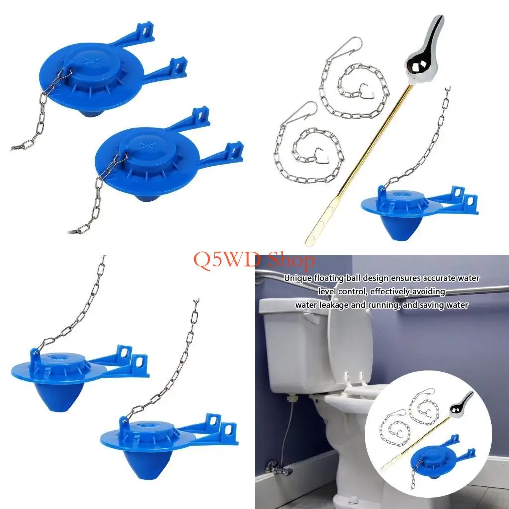 

Q5WD 2Pcs Toilet Flapper Replacement Water Saving Flush Valves Flapper with Chain