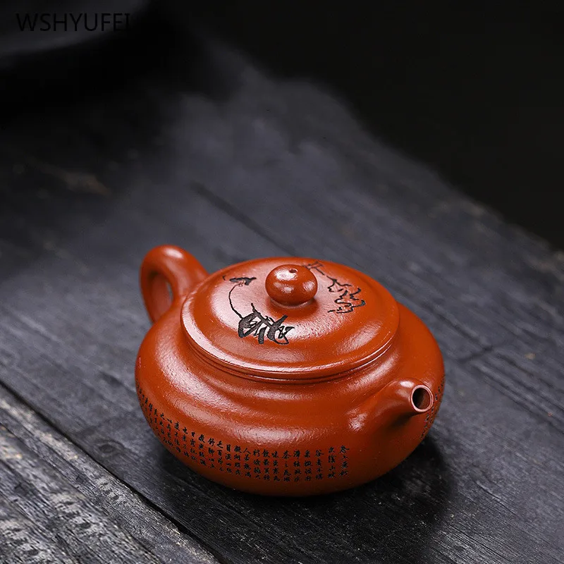 

Yixing Handmade Purple Clay Pot Red clay antique teapot Heart Meridian Pot Easy to pack slurry Chinese style teapot