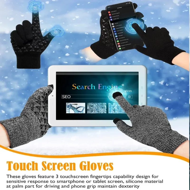 قفازات شتوية دافئة للحماية من البرد وشاشة لمس غير قابلة للانزلاق قفازات كاملة الأصابع محبوكة مقاومة للاهتراء مناسبة للياقة البدنية لركوب الدراجات #2