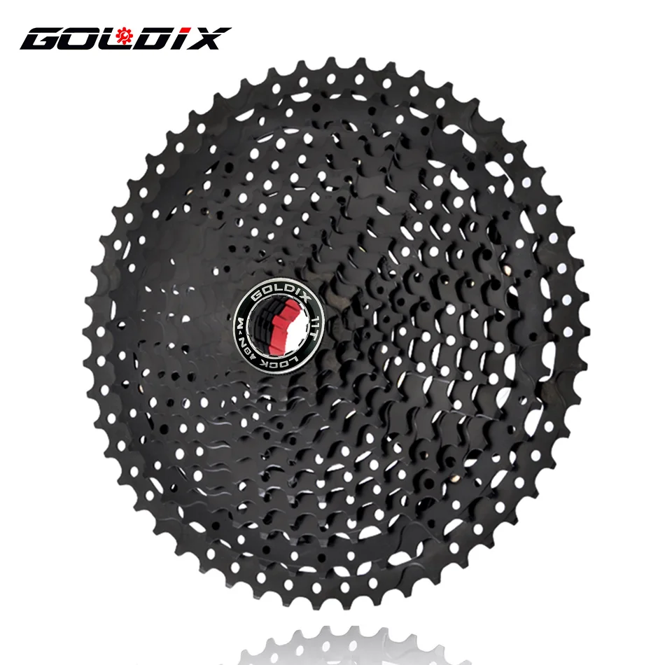 GOLDIX Black MTB Cassete 8/9/10/11/12 Speed 40/42/46/50/50T K7 8/9/10/11/12v Bicycle Freewheel Bicycle Sprocket for Shimano/SRAM