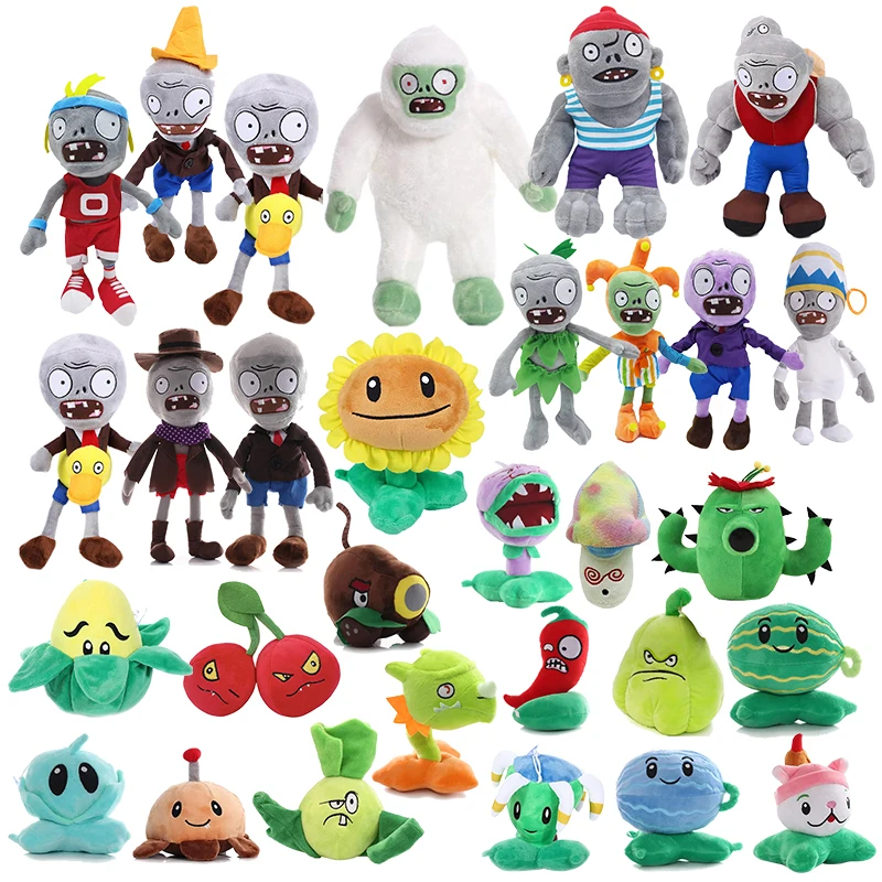 Plants vs Zombies Plush Toys Stuffed Animals Gargantuar Conehead Zombie Yeti Sunflower Peashooter Cute Dolls Kids Chrismas Gifts