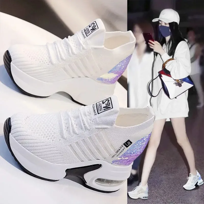 Sneakers Women Spring 2023 Casual Wedges Basket Femme High Top Women\'s Vulcanize Shoes for Women Zapatos De Mujer