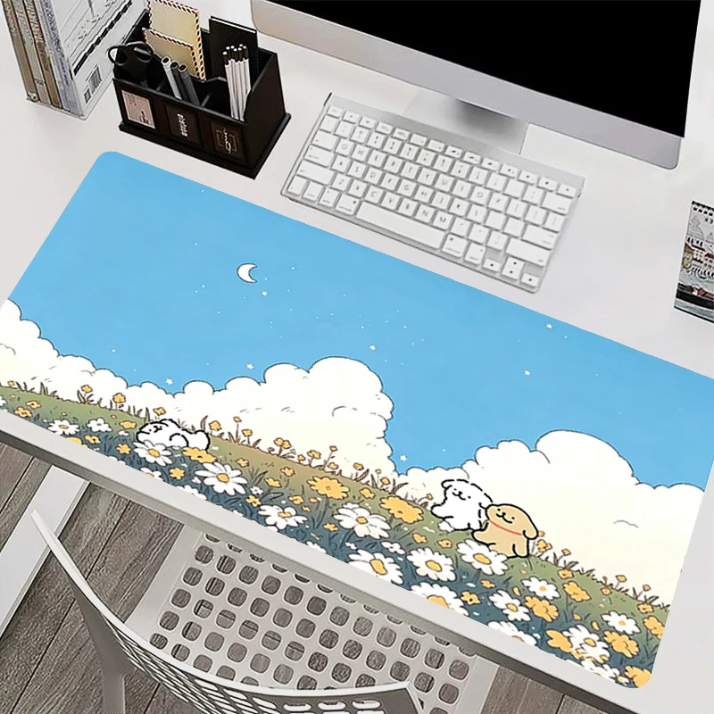 Oversized Cartoon Mouse Pad Game Extended Desk Mat Notbook Keyboard Pad High-Quality Gaming Accessories Cute Line Puppy Mousepad