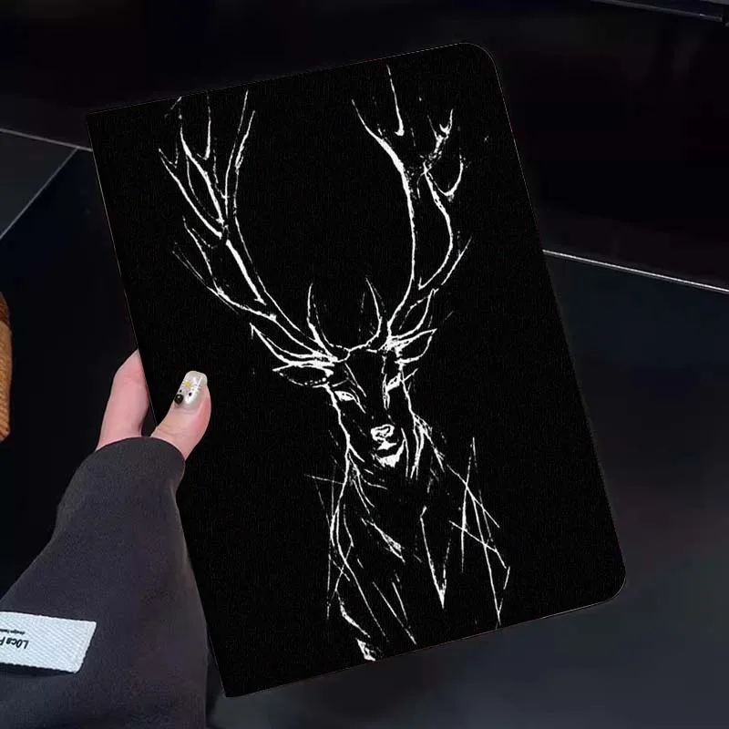 

Deer Head Black White Gift Tablet Case For Huawei Honor MatePad MediaPad Air 5 6 7 11 V6 V7 V8 V9 X9 X8 T10 T10s C5e T5