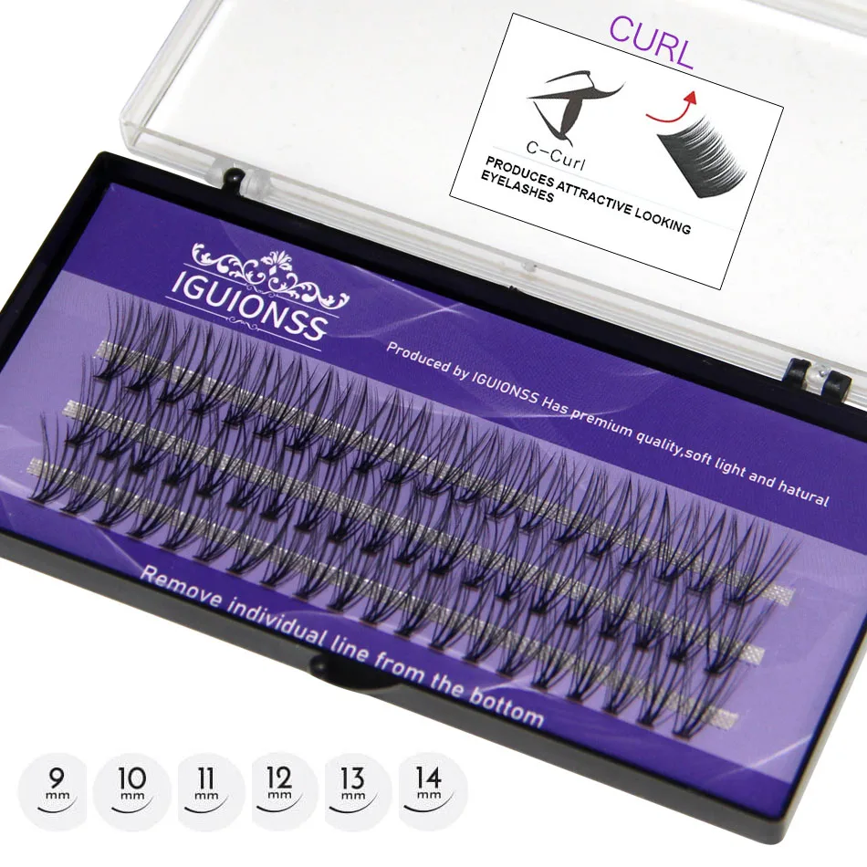 IGUIONSS 10pcs 10D 20D Self-Grafting Cluster Lashes Natural Mink Eyelash Individual Extension Lashes Makeup Cilias Volume