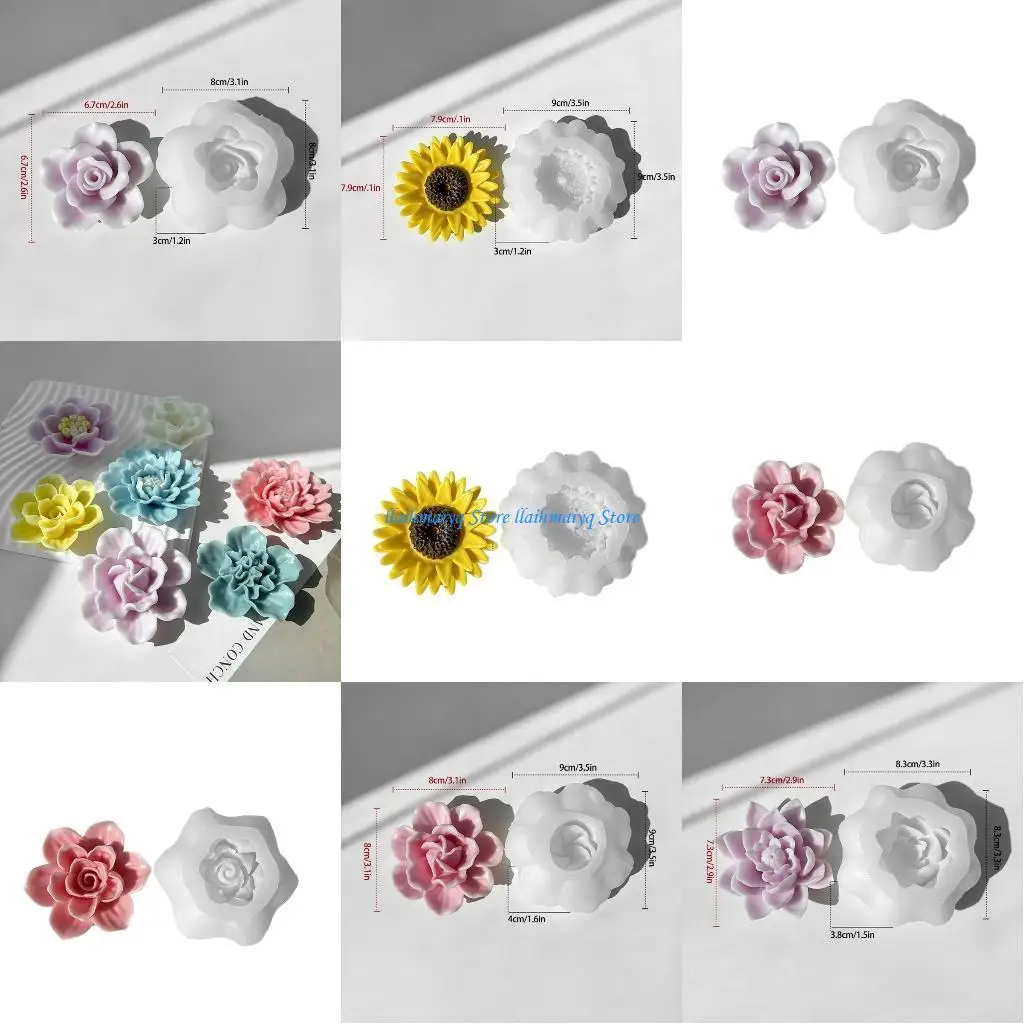 

573B формы для мыла с имитацией цветов, 3D формы для свечей из смолы, формы для изготовления мыла, сделай сам, форма для ручной