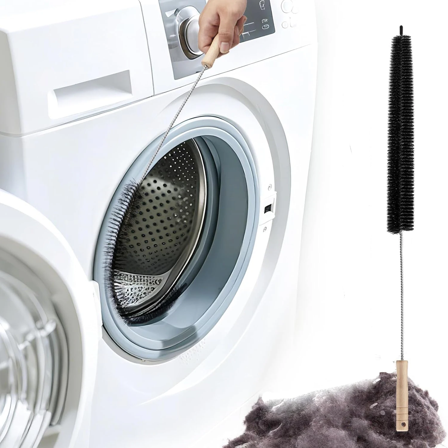Ultimate Single Piece Hair Remover Dryer Vent Cleaning Brush - Powerful Efficient No-electricity Needed Vent Cleaner