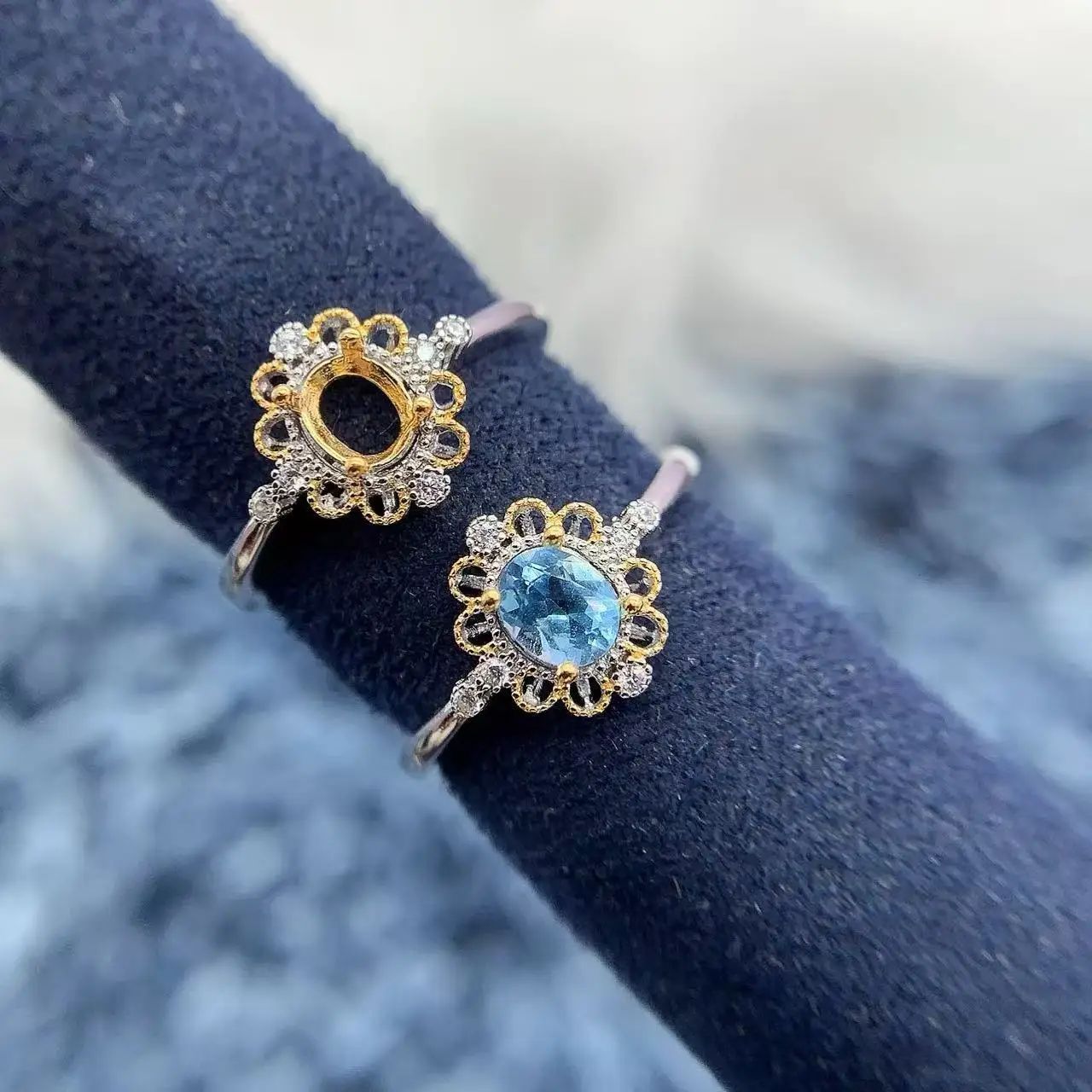 MeiBaPJ البطانة البيضاوي 4*5 مللي متر حجر امرأة حلقة مفتوحة الإعداد لتقوم بها بنفسك S925 الفضة النقية موضة الهدايا الأصلية غرامة حلية المجوهرات تاجر الجملة