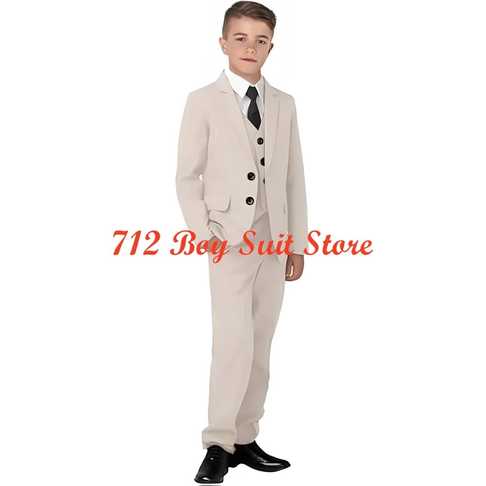 Smoking Slim Fit classique pour garçons, tenues formelles pour enfants, trempées, enfants de 2 à 16 ans, 3 pièces