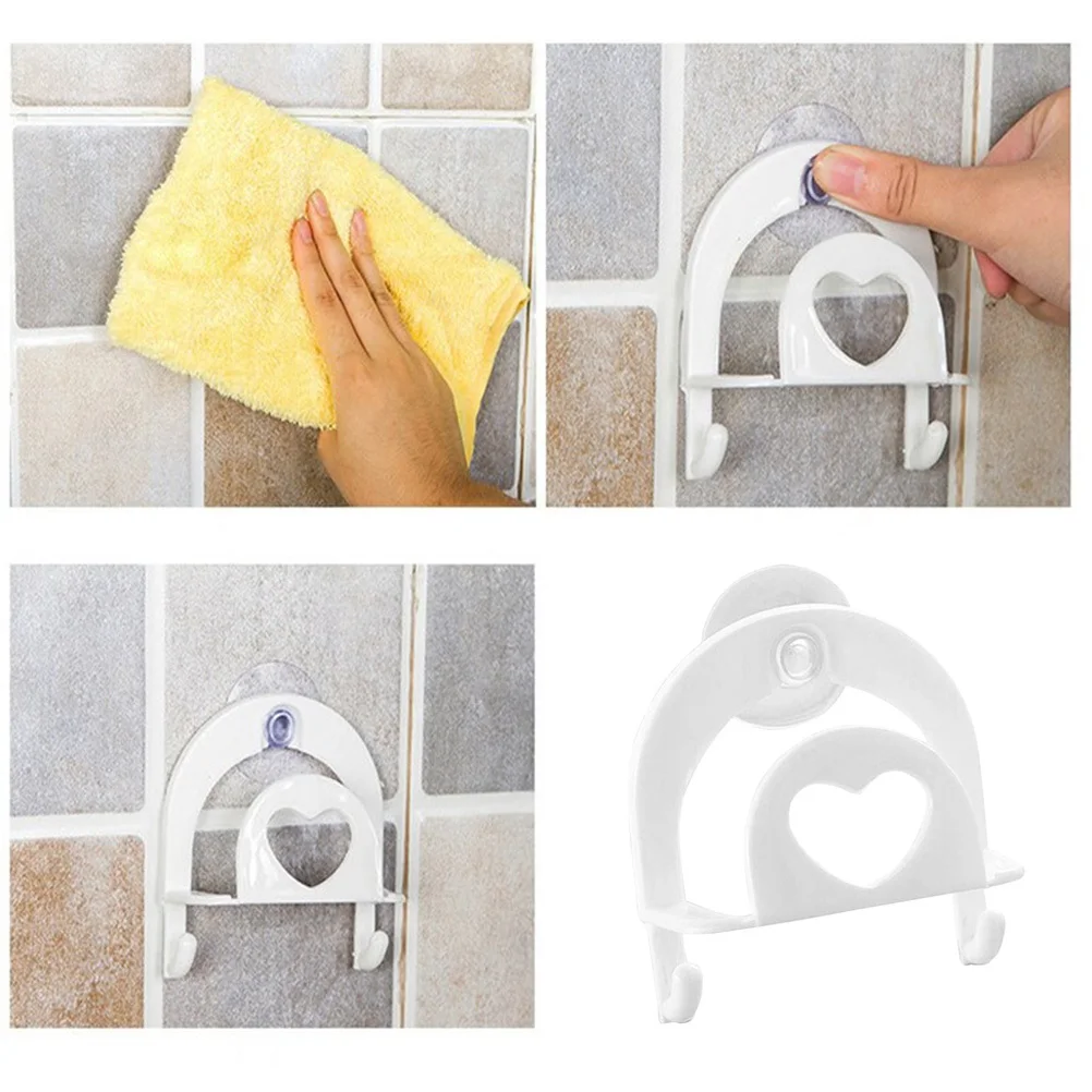 

Suction Sponge Holder For Kitchen Bathroom Storage Rack Heart Shape Plastic Soap Organizer Scrubber Holder With Hooks
