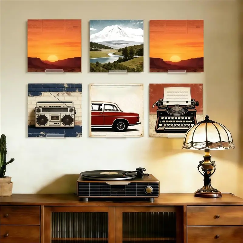 AAAN-Clear Vinyl Record Shelf Wall Mount Acrylic Vinyl Holder Floating CD Display Rack