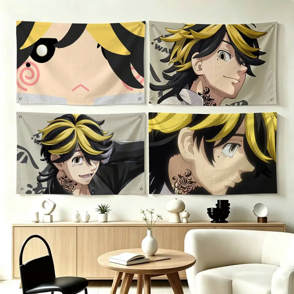 Tokyo R-Revengers Kazutora Hanemiya Flags Wall Hanging Tapestry Outdoor Garage Room Decorative flag Background Blanket
