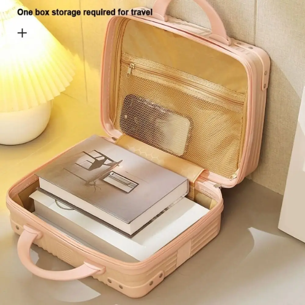 

Retro 14 Inch Makeup Case Handbag Cosmetic Mini Handheld Suitcase Storage Anti Collision Luggage Travel Box with Straps Travel