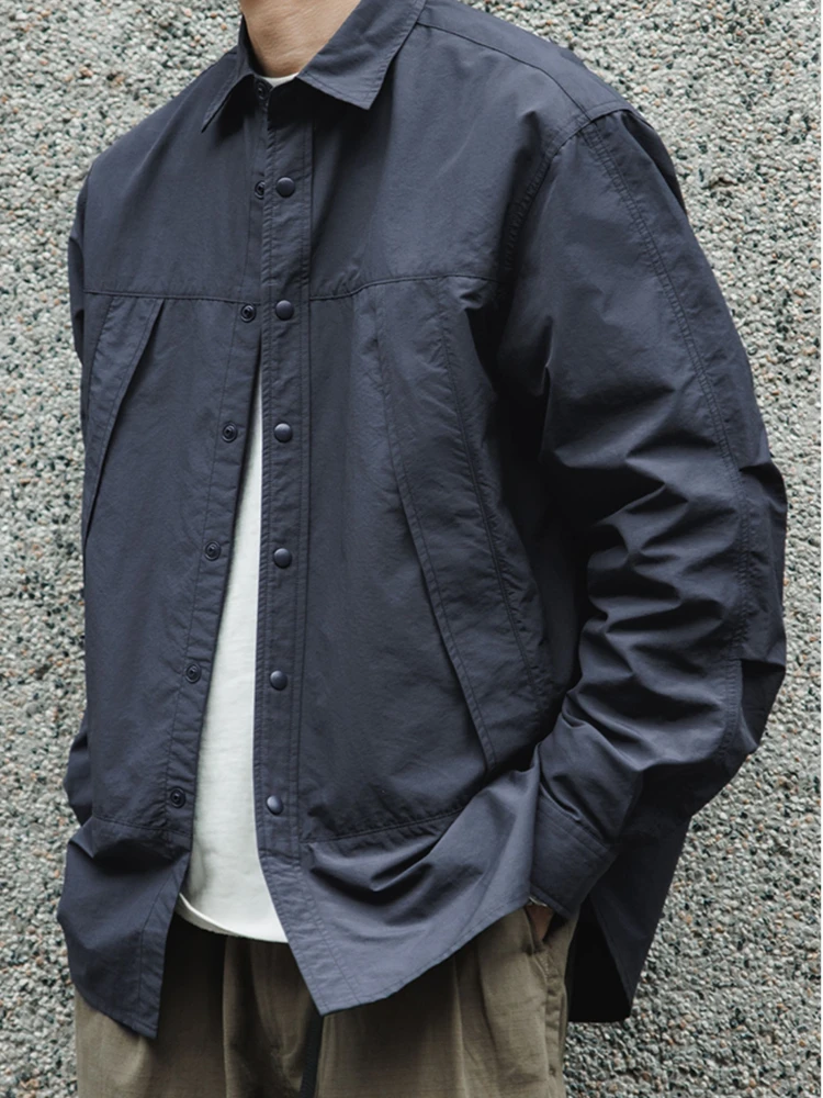 

Повседневная японская мужская рабочая одежда Long Sve irt Wrinkles Sensation, весенне-осенняя верхняя одежда свободного покроя, неисправностей