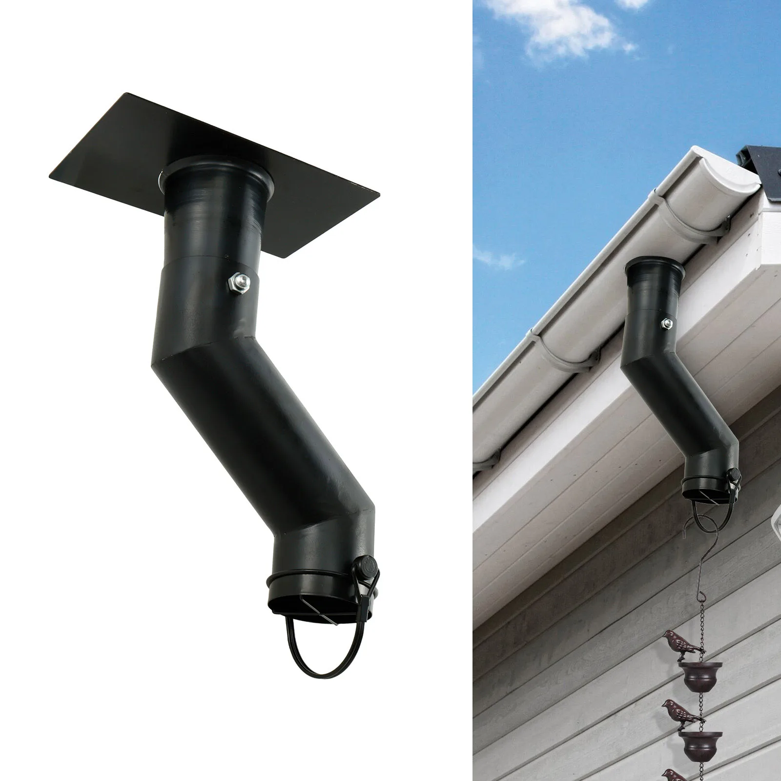 Rain Chain Gutter Adapter Suit For Curved Spout Rain Chain Installation Kit Powder Coated Gutter Adapter Gutter Downspout Outlet