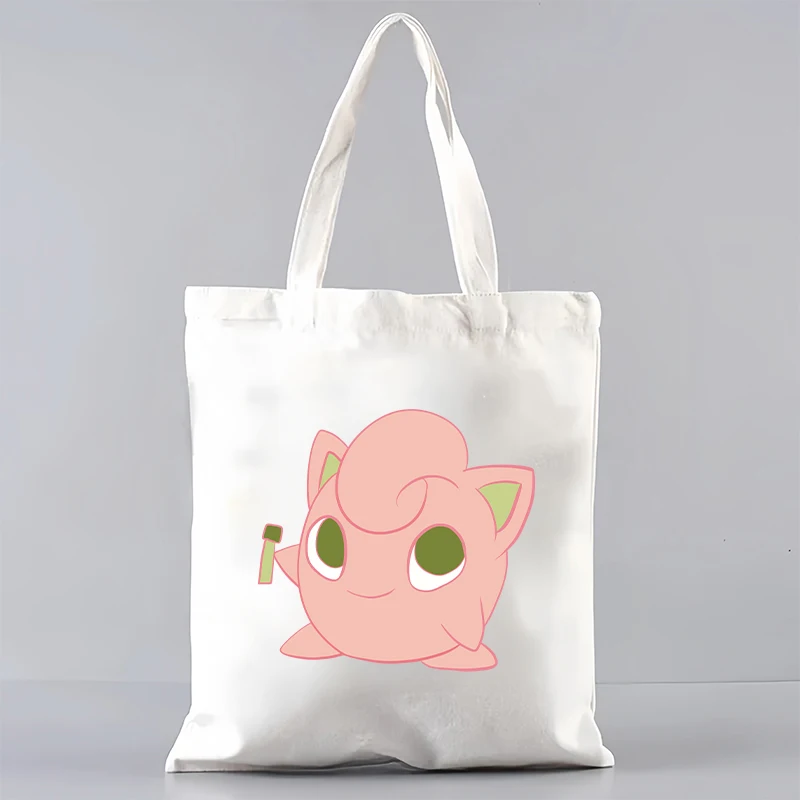 Аниме Jigglypuff, креативная женская холщовая сумка-тоут с героями мультфильмов Kawaii для девочек и мальчиков, студентов, повседневная пляжная сумка на плечо для покупок, подарки