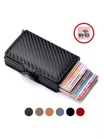 Rfid Men Card Wallets Carbon Fiber Slim Mini Wallet 14 Card Holders Small Money Bag Male Purses