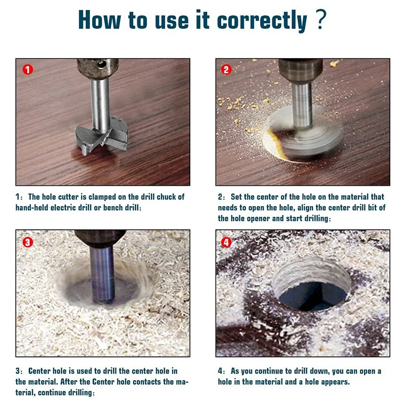Set di punte da trapano Forstner da 10 pezzi Set di seghe a tazza noiose per legno Taglierina per la lavorazione del legno per compensato in plastica di legno 15mm-60mm