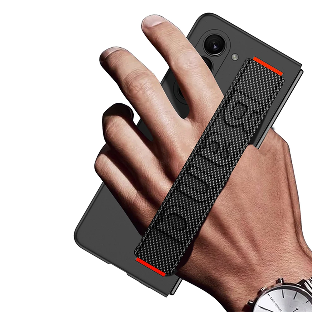 Original GKK Grip Case For Samsung Galaxy Z Fold 5 ZFold5 Stretch Wristband Band With Glass Film Protector Matte Hard PC Cover