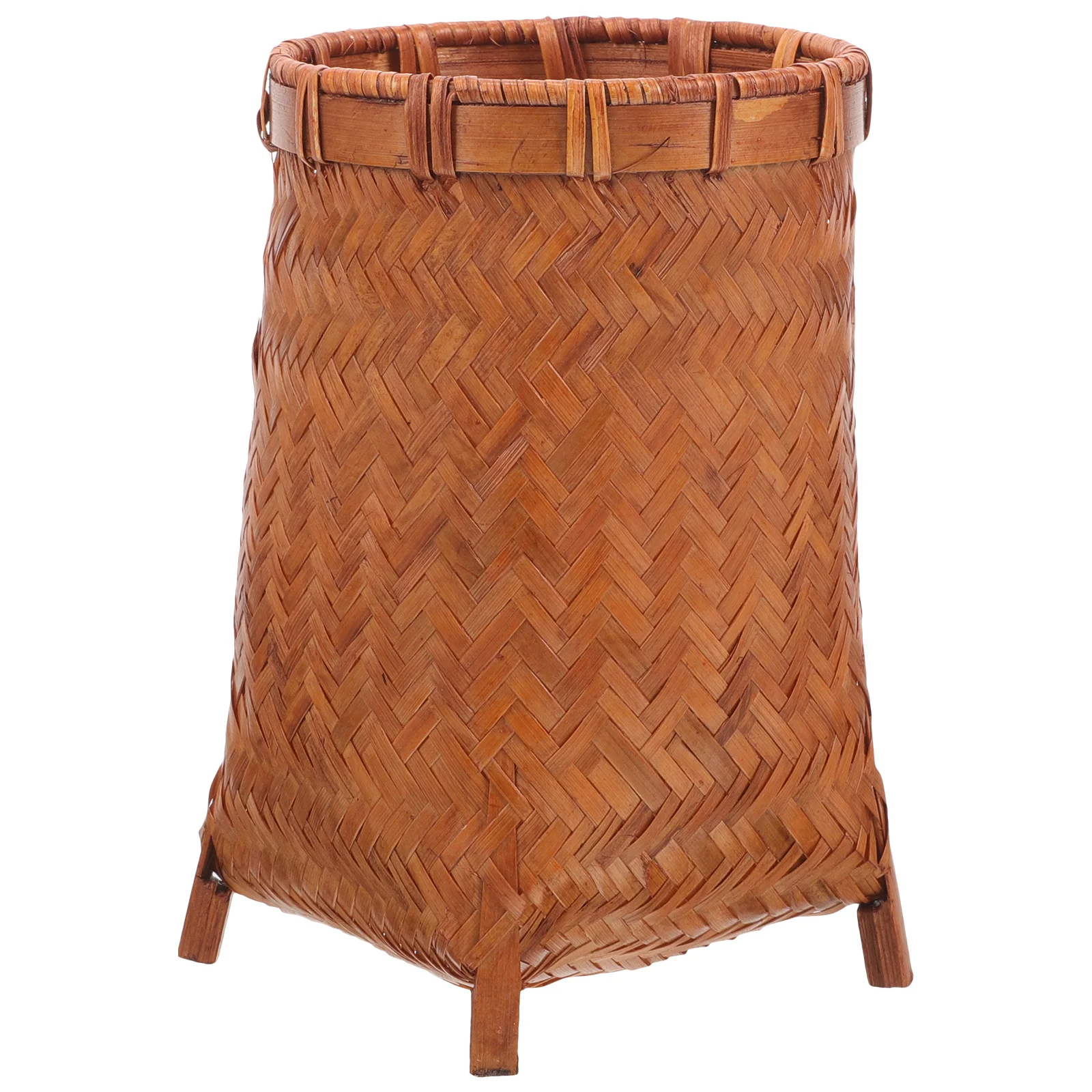 Bamboo Woven Pen Holder Retro Style Multi Functional Desk Organizer Tea Clips Holder Makeup Brush Pot Stationery Storage