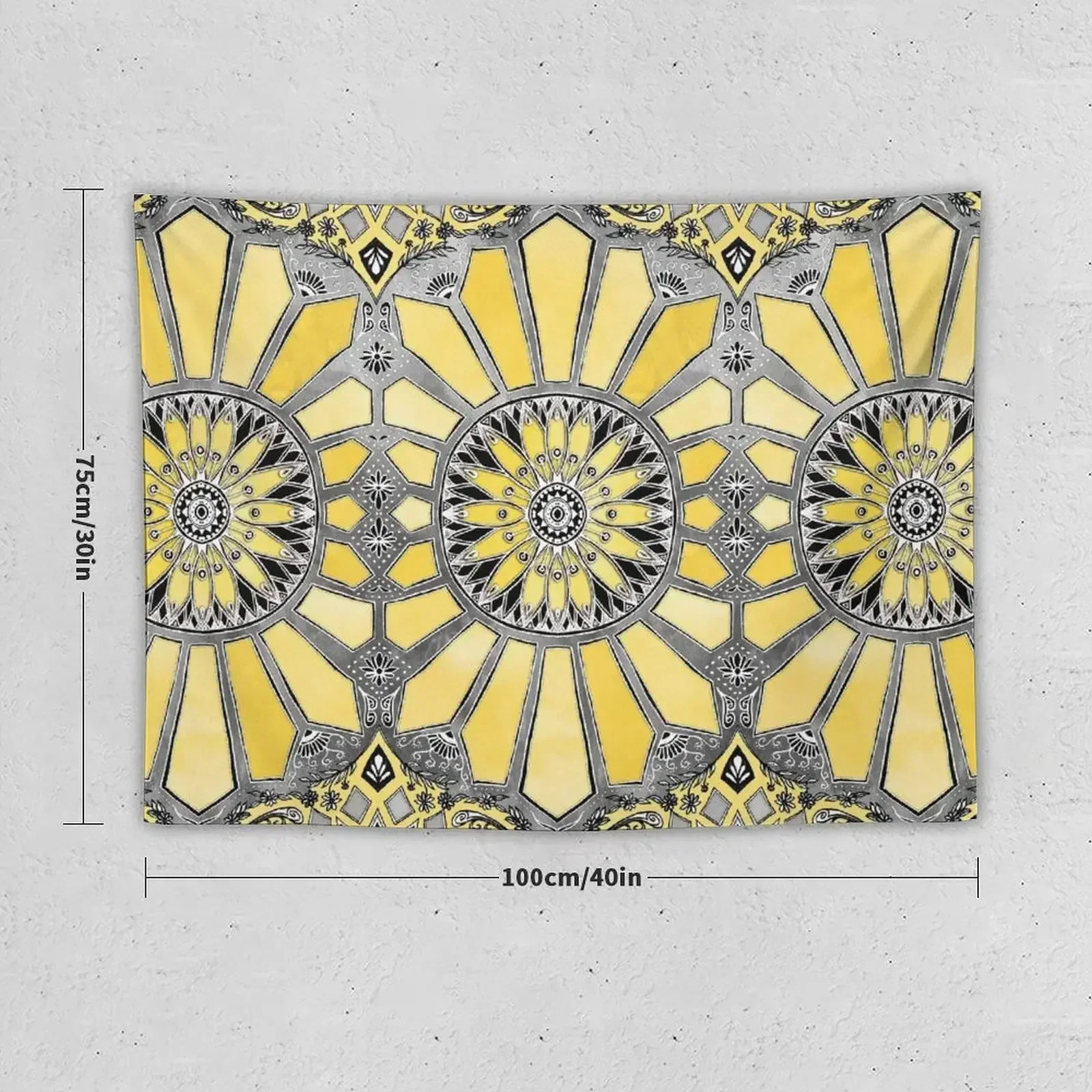 Sunny Yellow Radiant Watercolor Pattern Tapestry Room Decore Aesthetic Wall Art Outdoor Decor Wall Hanging Decor Tapestry