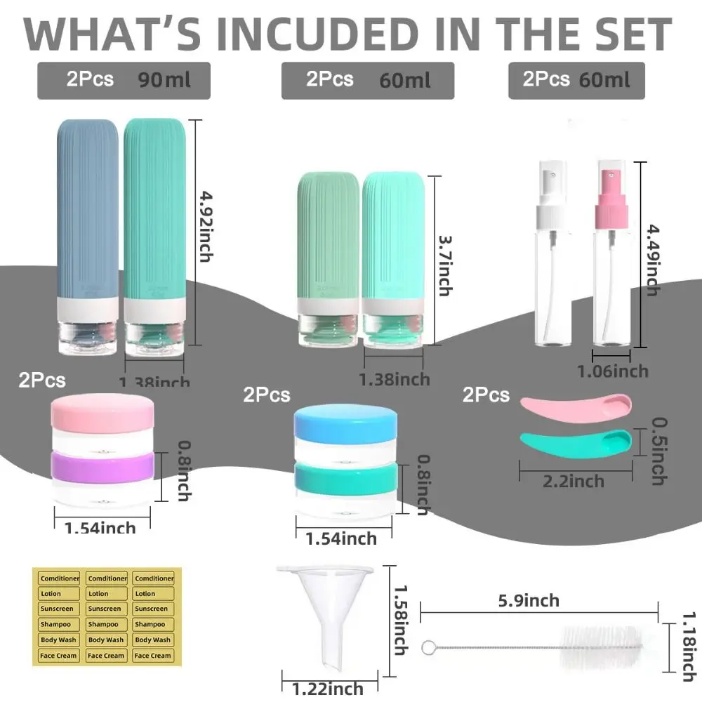 Leak-Proof Travel Bottle Set Soft Empty Squeeze Liquid Bottle Kit BPA Free Multi-Color Portable Lotion Container