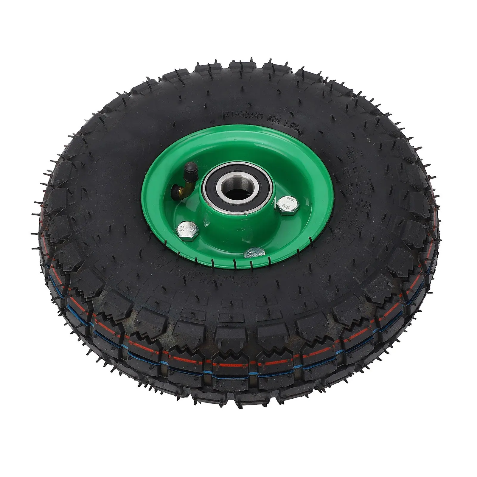 

10 Inch Rubber Wheel Replacement 4.10/3.50‑4 Inflatable Wheel for Garden Cart Trolley Wheelbarrow 6204 Bearing 250KG Load