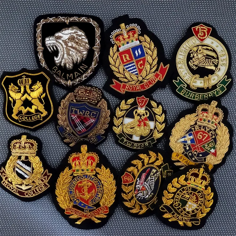 Metallic Thread Embroidery Applique British-style Suit Retro College Style Badge Pin Decoration Crafts