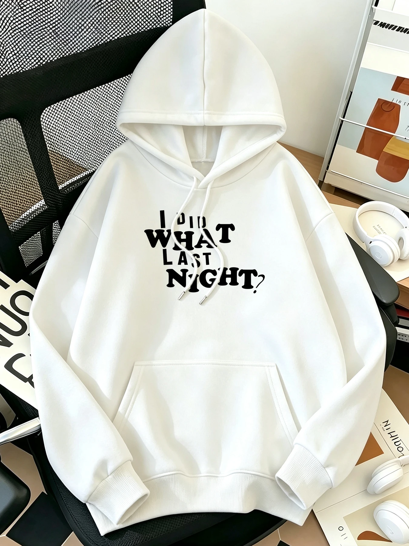 I Did What Last Night Pattern Korean Casual Top Female Warm Fashion Hoodies Basic Comfortable Pullovers Trendy Soft Streetwear