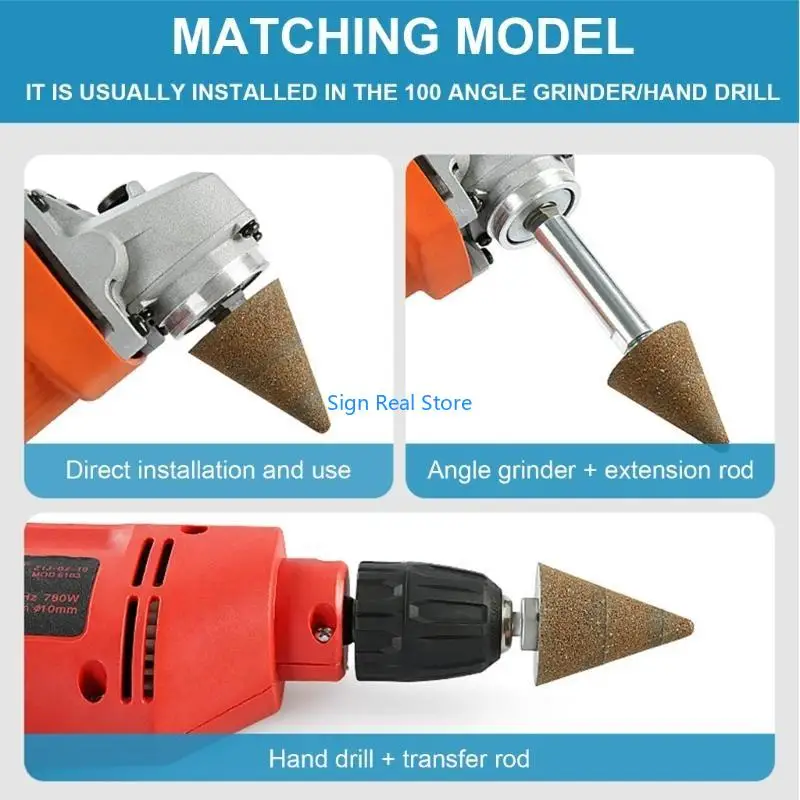 3pcs Cone Diamond Riohing Thread Polishing Head Landing Wheel 41xb