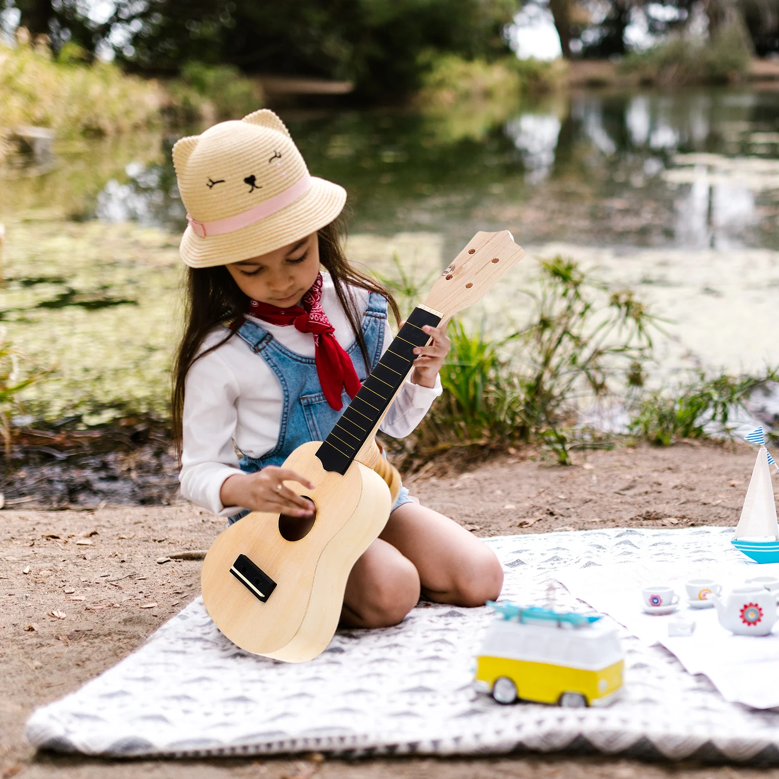 

1Set Ukulele Kit DIY Handmade Wooden Ukulele Kit Blank Surface for Painting Drawing Kids Beginners DIY Crafts Supplies