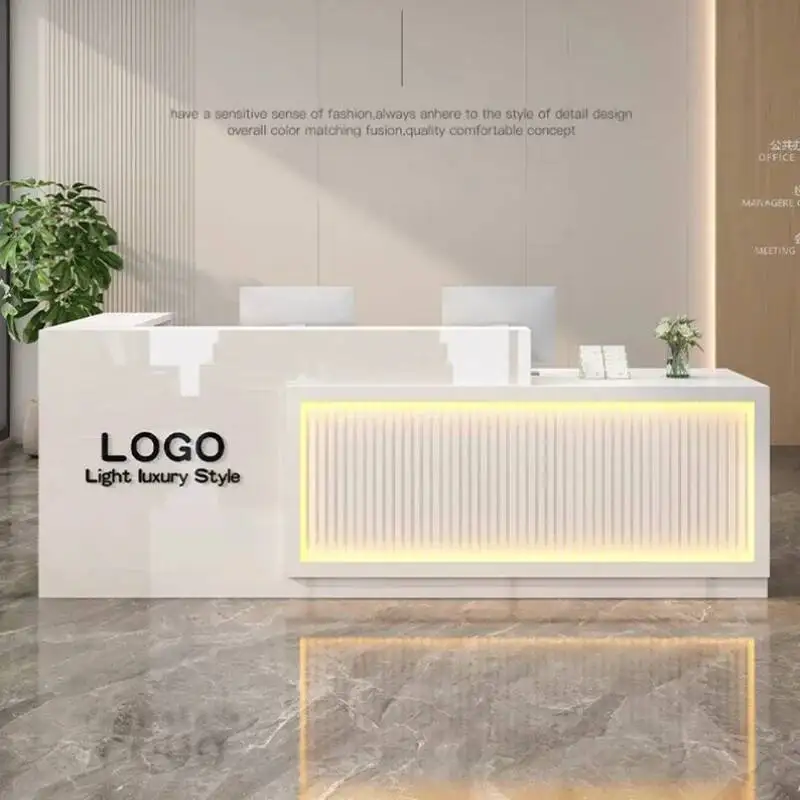 

Salon Beauty Modern Desks Reception Display Design Storage Reception Desks Trendy Luxury Mostrador Negocio Commercial Furniture
